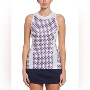 Grand Slam Women's Geo Printed Tennis Golf Pickleball Tank Top Mesh Piecing XXL
